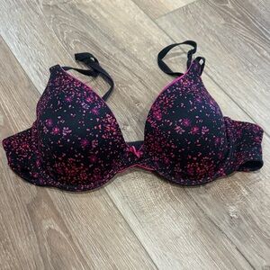 Maidenform Black and Pink Floral Bra